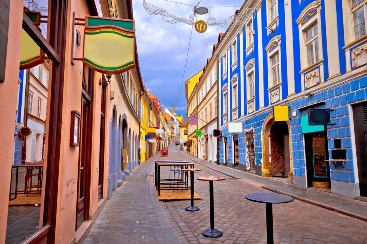 Bunte Straße in Zagreb, Kroatien
